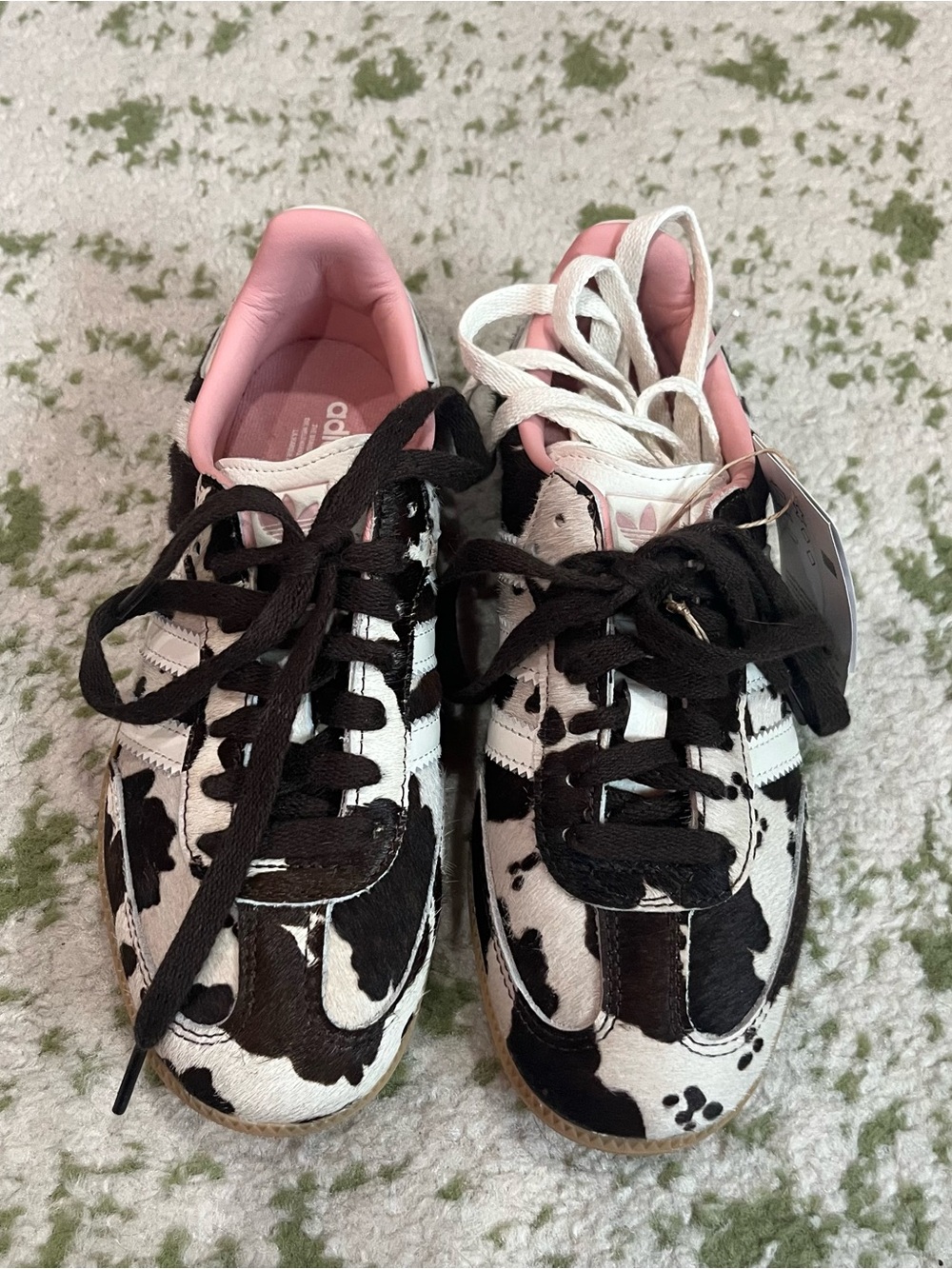 adidas Cow Print Samba Sneakers in Black, White & Pink